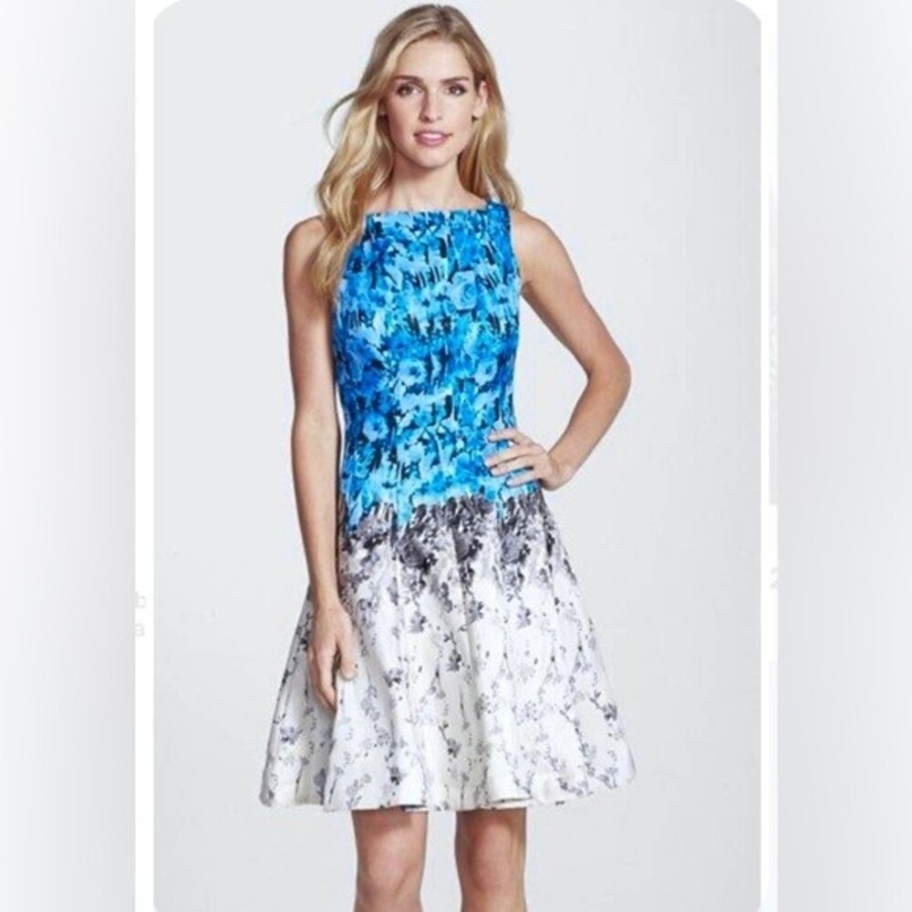 Julian Taylor beautiful blue and white floral print dress size 4